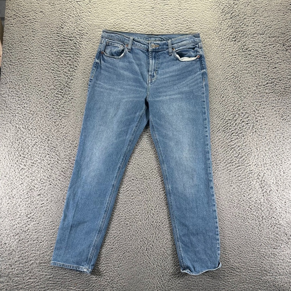 Old Navy Jeans Women 6 Blue Cotton Denim Boyfriend Faded Workwear Travel Stretch